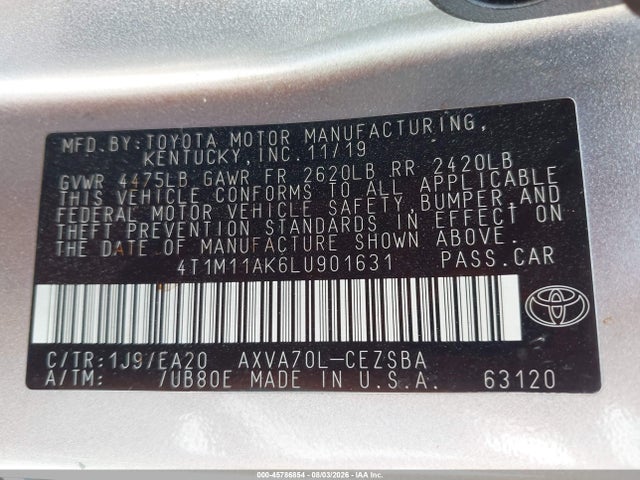 Toyota CAMRY SE 2020 4T1M11AK6LU901631 Image 9