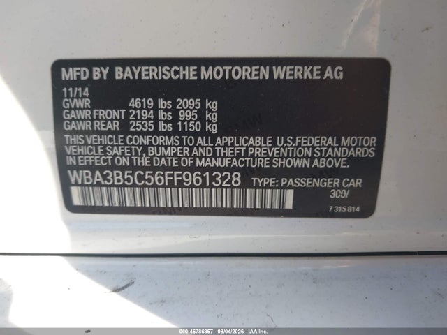 Продажа на аукционе авто 2015 Bmw 328i Xdrive, vin: WBA3B5C56FF961328, номер лота: 45786857