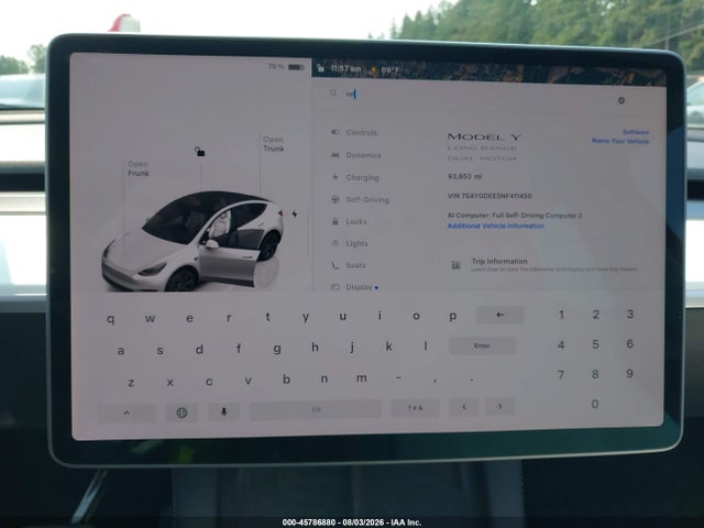45786880 :رقم المزاد ، 7SAYGDEE5NF411450 vin ، 2022 Tesla Model Y Long Range Dual Motor All-wheel Drive مزاد بيع