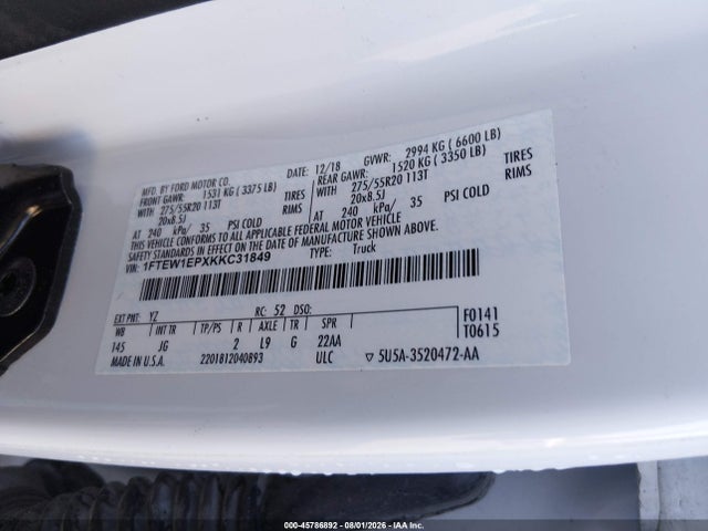 Ford F-150 Xl 2019 1FTEW1EPXKKC31849 Image 9