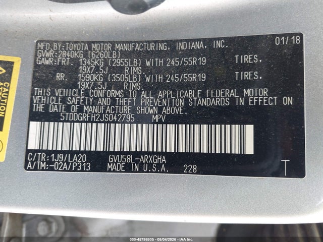 Toyota Highlander Hybrid Limited 2018 5TDDGRFH2JS042795 Image 9