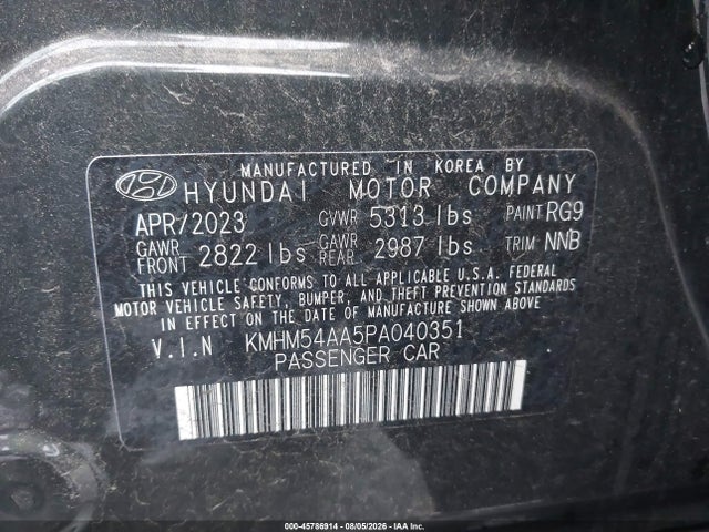Продажа на аукционе авто 2023 Hyundai Ioniq 6 Limited, vin: KMHM54AA5PA040351, номер лота: 45786914