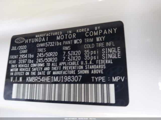 Продаж на аукціоні авто 2021 Hyundai Palisade Limited, vin: KM8R54HE1MU198307, номер лоту: 45786926