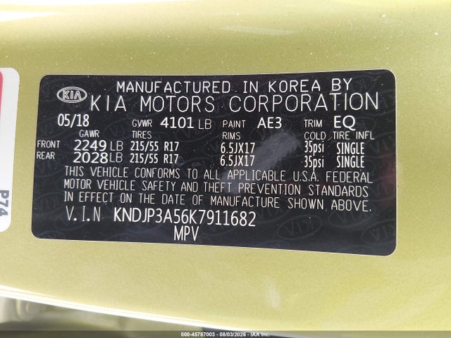 KIA SOUL + 2019 KNDJP3A56K7911682 Image 9