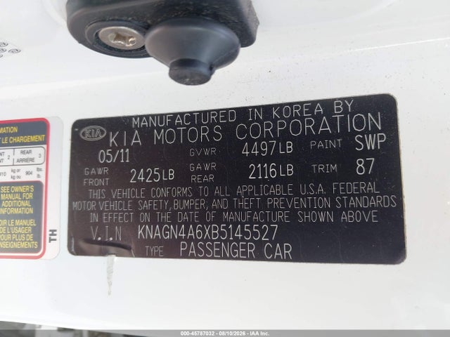 Продаж на аукціоні авто 2011 Kia Optima Ex Turbo, vin: KNAGN4A6XB5145527, номер лоту: 45787032