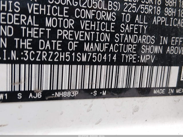 45787046 :رقم المزاد ، 3CZRZ2H51SM750414 vin ، 2025 Honda Hr-v Awd Sport مزاد بيع