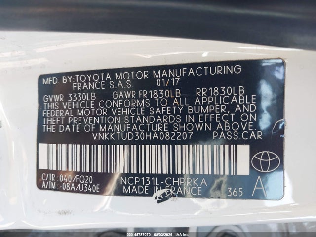 VNKKTUD30HA082207 Toyota YARIS L
