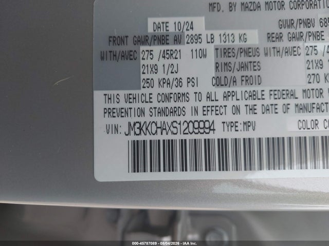 Продаж на аукціоні авто 2025 Mazda Cx-90 Phev Premium Sport, vin: JM3KKCHAXS1209994, номер лоту: 45787089