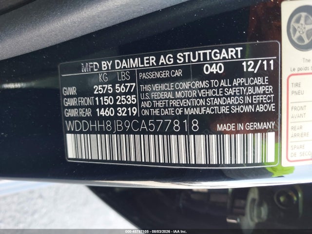 45787105 :رقم المزاد ، WDDHH8JB9CA577818 vin ، 2012 Mercedes-benz E 350 4matic مزاد بيع