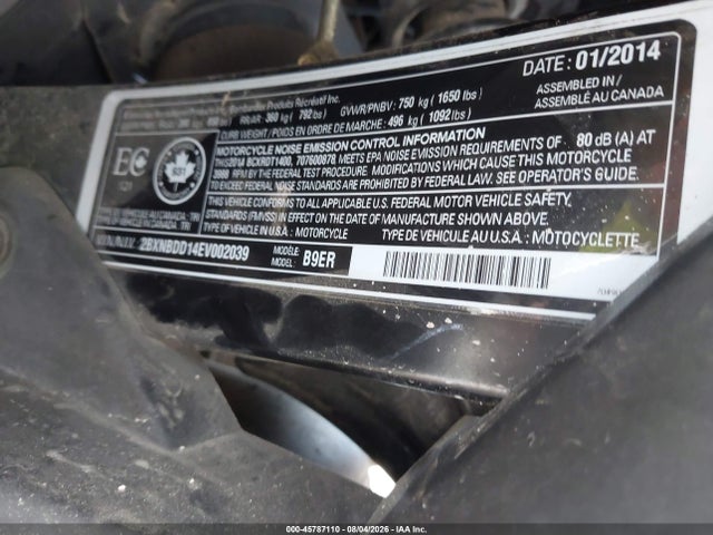 2BXNBDD14EV002039 Can-Am Spyder Roadster Rt/rts/rt Limited