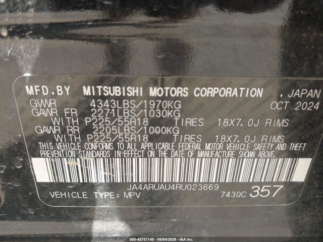 Продаж на аукціоні авто 2024 Mitsubishi Outlander Sport 2.0 Es Awc/2.0 Le Awc/2.0 Ralliart Awc/2.0 S Awc/2.0 Se Awc/2.0 Trail Edition Awc, vin: JA4ARUAU4RU023669, номер лоту: 45787148