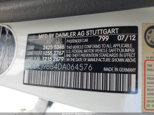 Продаж на аукціоні авто 2013 Mercedes-benz Cls 550 4matic, vin: WDDLJ9BB4DA064576, номер лоту: 45787172