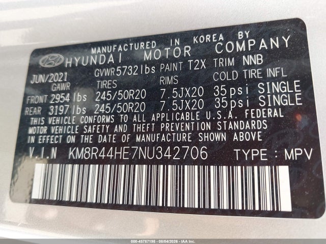 Продаж на аукціоні авто 2022 Hyundai Palisade Sel, vin: KM8R44HE7NU342706, номер лоту: 45787198