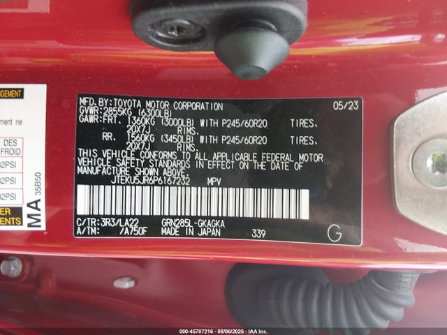 Продажа на аукционе авто 2023 Toyota 4runner Limited, vin: JTEKU5JR6P6167232, номер лота: 45787216
