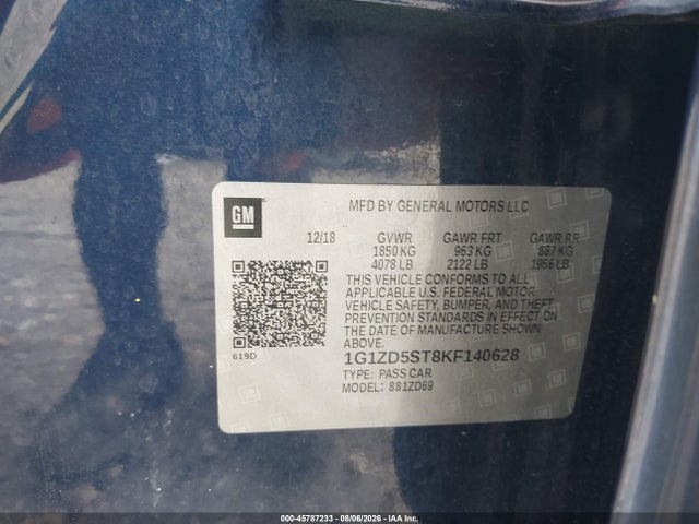 1G1ZD5ST8KF140628 Chevrolet MALIBU LT