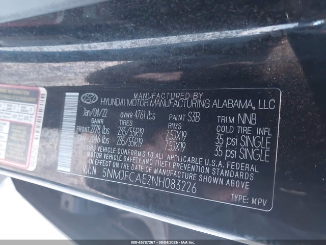Продаж на аукціоні авто 2022 Hyundai Tucson Sel, vin: 5NMJFCAE2NH083226, номер лоту: 45787267