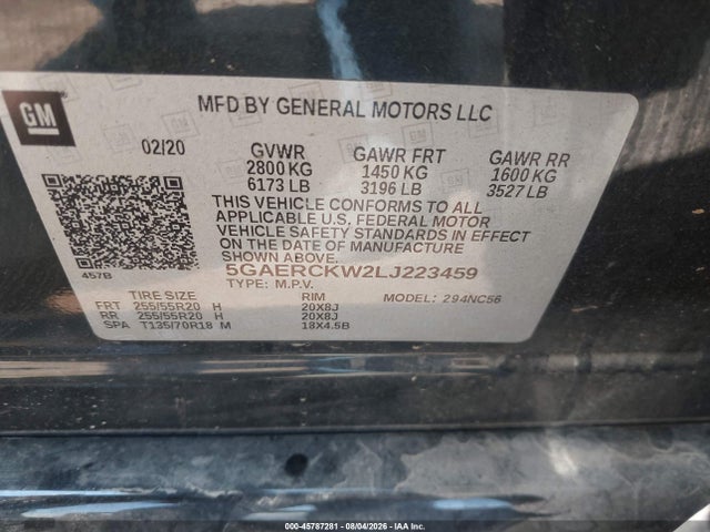 Aukcja sprzedaży 2020 Buick Enclave Fwd Premium, vin: 5GAERCKW2LJ223459, numer aukcji: 45787281