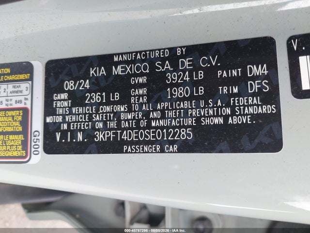Продажа на аукционе авто 2025 Kia K4 Lxs, vin: 3KPFT4DE0SE012285, номер лота: 45787298