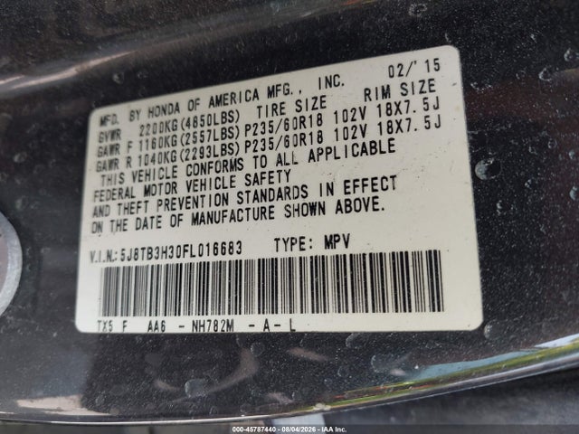Продаж на аукціоні авто 2015 Acura Rdx, vin: 5J8TB3H30FL016683, номер лоту: 45787440