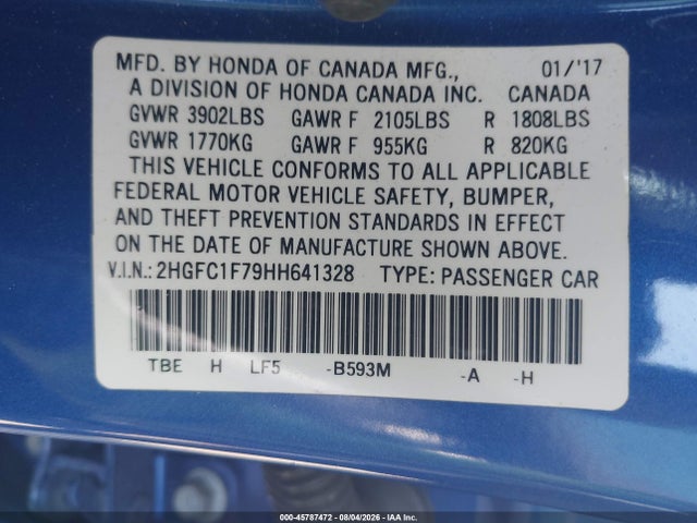 2HGFC1F79HH641328 Honda Civic Ex-l