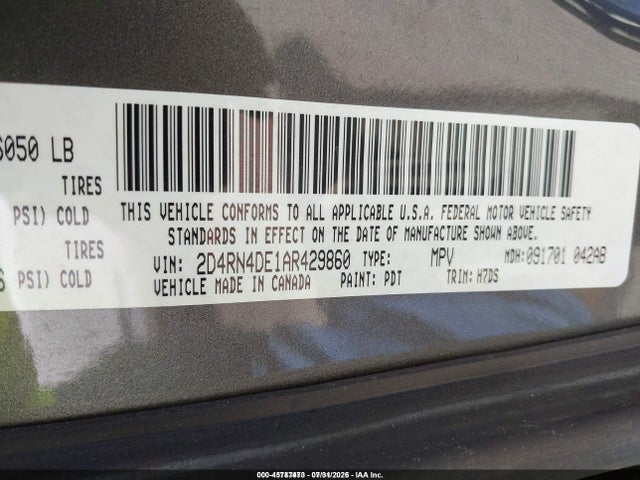 2010 Dodge Grand Caravan Se მანქანა იყიდება აუქციონზე, vin: 2D4RN4DE1AR429860, აუქციონის ნომერი: 45787473