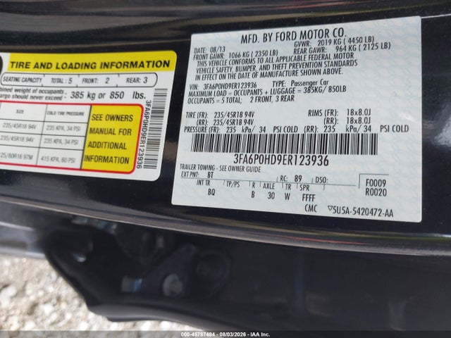 Продаж на аукціоні авто 2014 Ford Fusion Se, vin: 3FA6P0HD9ER123936, номер лоту: 45787484