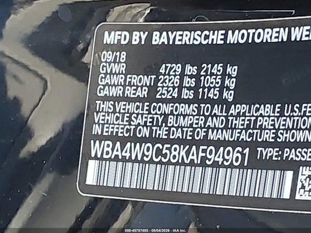 Aukcja sprzedaży 2019 Bmw 440i Xdrive, vin: WBA4W9C58KAF94961, numer aukcji: 45787485