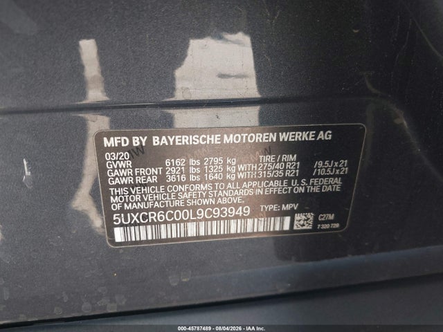 Продажа на аукционе авто 2020 Bmw X5 Xdrive40i, vin: 5UXCR6C00L9C93949, номер лота: 45787489