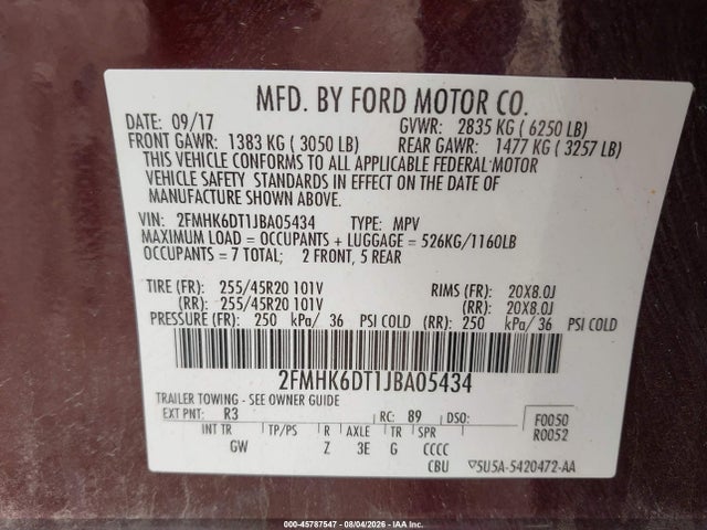 Ford Flex Limited 2018 2FMHK6DT1JBA05434 Image 9