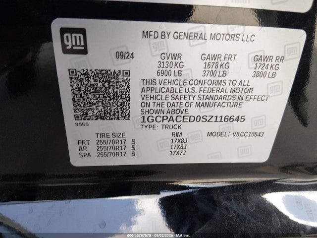 Продаж на аукціоні авто 2025 Chevrolet Silverado 1500 2wd  Short Bed Lt, vin: 1GCPACED0SZ116645, номер лоту: 45787579