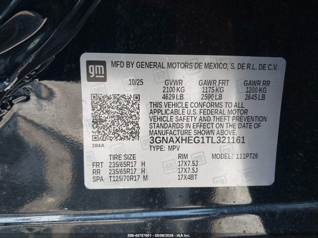 3GNAXHEG1TL321161 Chevrolet Equinox Fwd Lt