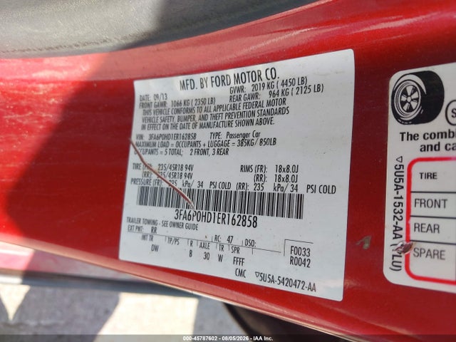 Ford FUSION SE 2014 3FA6P0HD1ER162858 Image 9