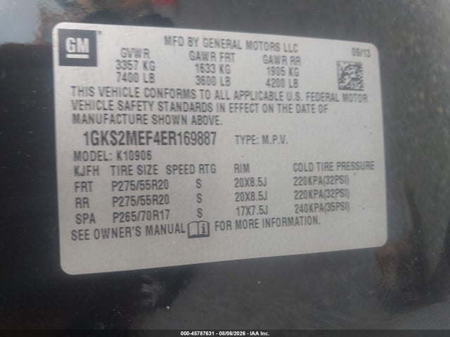 Aukcja sprzedaży 2014 Gmc Yukon Xl 1500 Denali, vin: 1GKS2MEF4ER169887, numer aukcji: 45787631