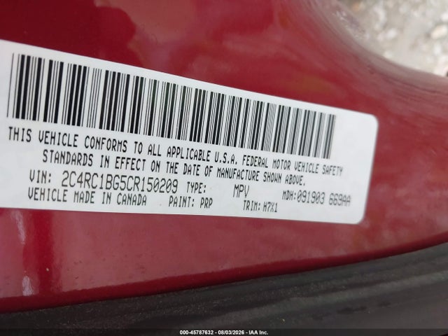 Продажа на аукционе авто 2012 Chrysler Town & Country Touring, vin: 2C4RC1BG5CR150209, номер лота: 45787632