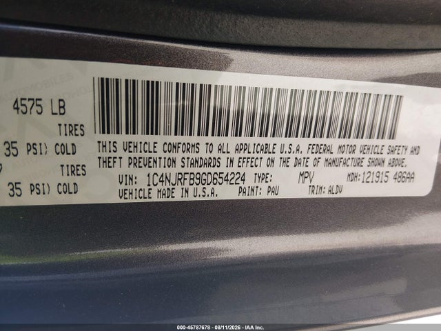 1C4NJRFB9GD654224 Jeep Patriot High Altitude Edition