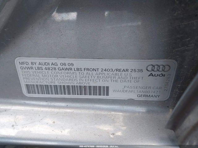 Продаж на аукціоні авто 2010 Audi A4 2.0t Premium, vin: WAUDFAFL1AN007421, номер лоту: 45787689