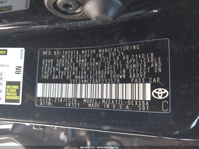 Toyota COROLLA SE 2024 5YFS4MCE6RP213579 Image 9