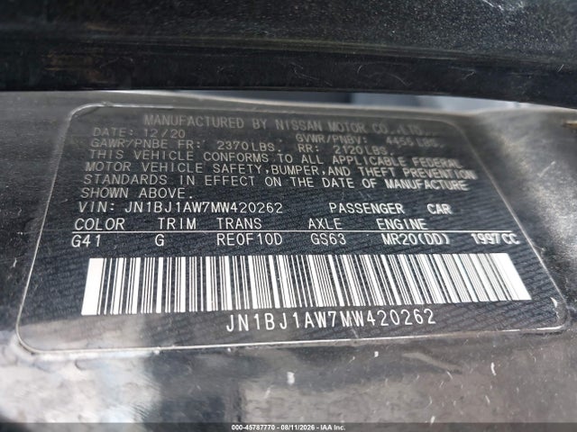 Продаж на аукціоні авто 2021 Nissan Rogue Sport S, vin: JN1BJ1AW7MW420262, номер лоту: 45787770