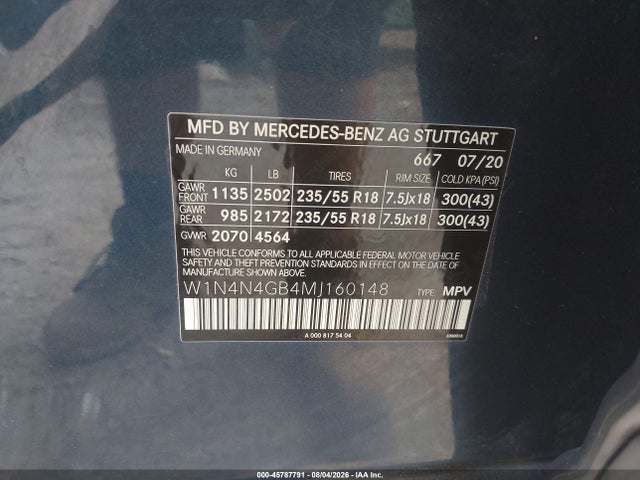 Aukcja sprzedaży 2021 Mercedes-benz Gla 250, vin: W1N4N4GB4MJ160148, numer aukcji: 45787791