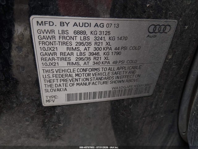 WA1DGAFE3ED003667 Audi Q7 3.0t S Line Prestige