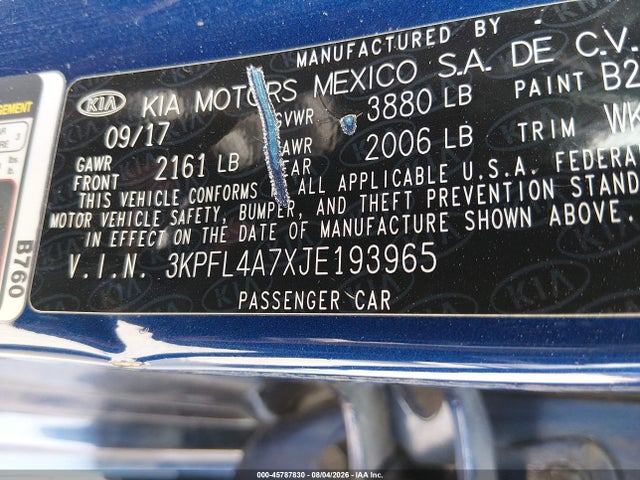 KIA FORTE LX 2018 3KPFL4A7XJE193965 Image 9