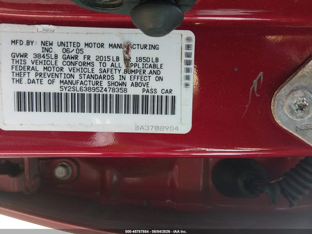 Продаж на аукціоні авто 2005 Pontiac Vibe, vin: 5Y2SL63895Z478358, номер лоту: 45787854
