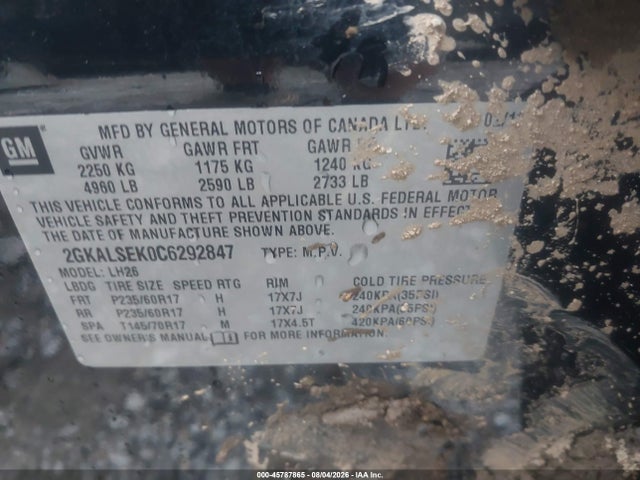 2012 Gmc Terrain Sle მანქანა იყიდება აუქციონზე, vin: 2GKALSEK0C6292847, აუქციონის ნომერი: 45787865