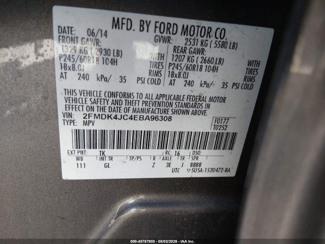 Ford EDGE SEL 2014 2FMDK4JC4EBA96308 Image 9