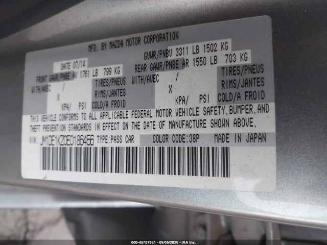 JM1DE1KZ0E0186456 Mazda Mazda2 Sport