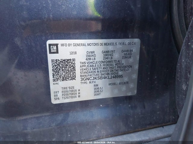Chevrolet TRAX LS 2019 3GNCJKSB4KL248995 Image 9