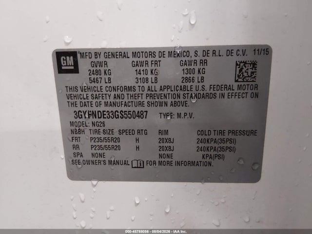 Cadillac Srx Premium Collection 2016 3GYFNDE33GS550487 Image 9