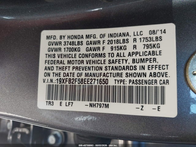 Honda Civic Lx 2014 19XFB2F58EE271650 Image 9
