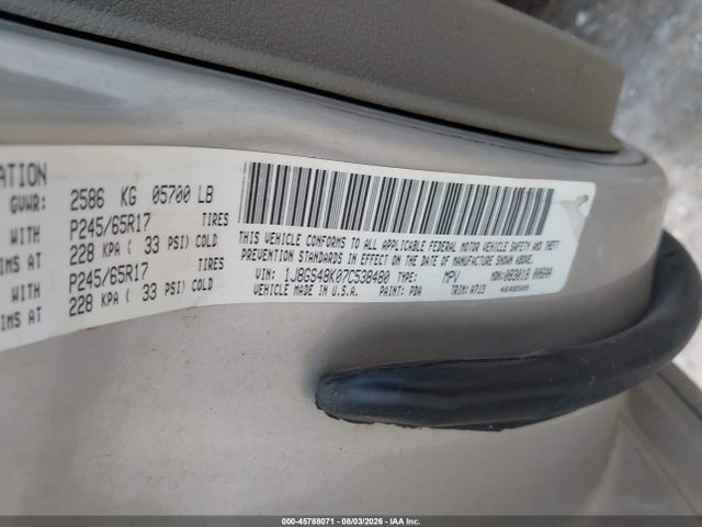 Aukcja sprzedaży 2007 Jeep Grand Cherokee Laredo, vin: 1J8GS48K07C538480, numer aukcji: 45788071
