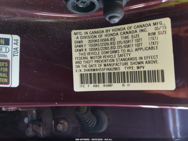 Honda CR-V EX 2015 2HKRM4H55FH662865 Image 9
